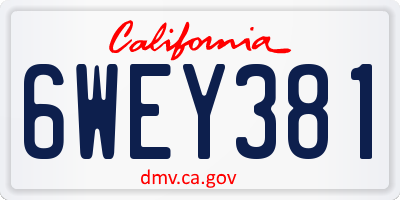 CA license plate 6WEY381