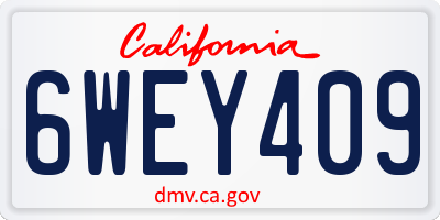 CA license plate 6WEY409