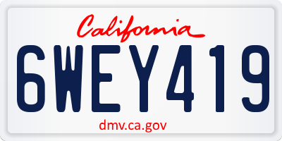 CA license plate 6WEY419