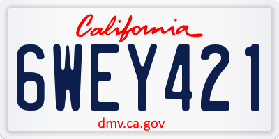 CA license plate 6WEY421