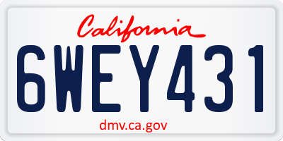CA license plate 6WEY431