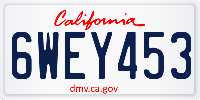 CA license plate 6WEY453