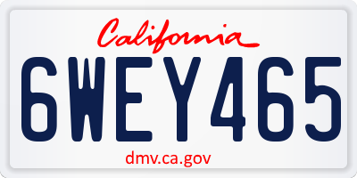 CA license plate 6WEY465