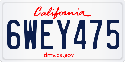 CA license plate 6WEY475