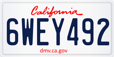 CA license plate 6WEY492