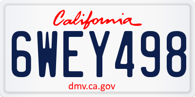 CA license plate 6WEY498