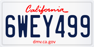 CA license plate 6WEY499