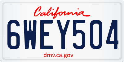 CA license plate 6WEY504