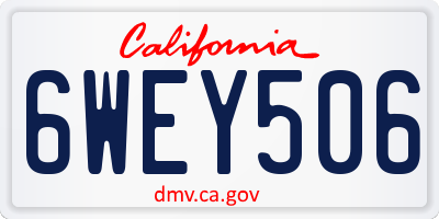 CA license plate 6WEY506