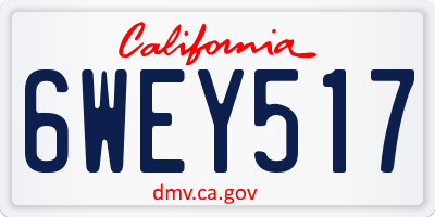 CA license plate 6WEY517