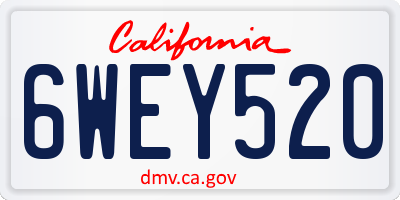 CA license plate 6WEY520