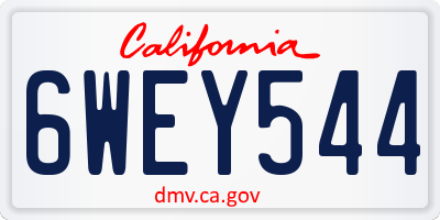 CA license plate 6WEY544