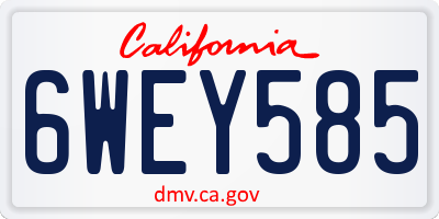 CA license plate 6WEY585
