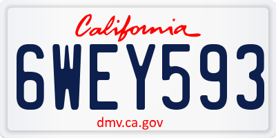 CA license plate 6WEY593