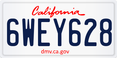 CA license plate 6WEY628