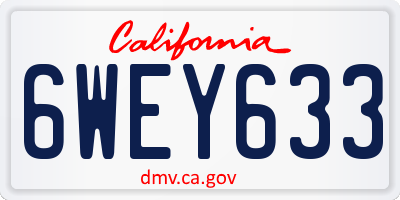 CA license plate 6WEY633
