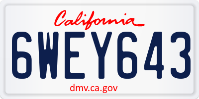 CA license plate 6WEY643