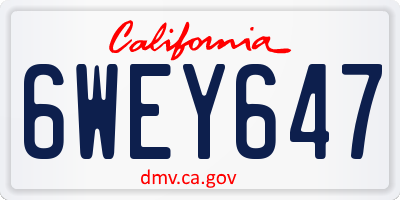 CA license plate 6WEY647