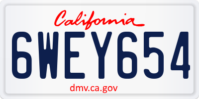 CA license plate 6WEY654