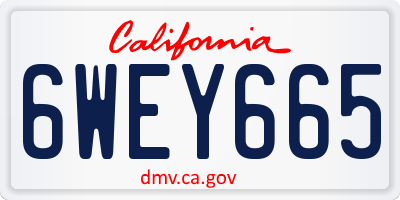 CA license plate 6WEY665