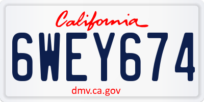 CA license plate 6WEY674