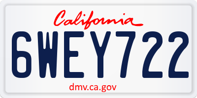 CA license plate 6WEY722