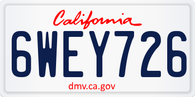 CA license plate 6WEY726