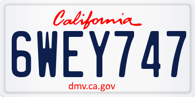 CA license plate 6WEY747