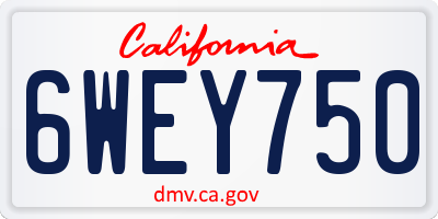 CA license plate 6WEY750