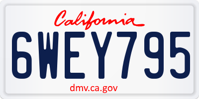CA license plate 6WEY795