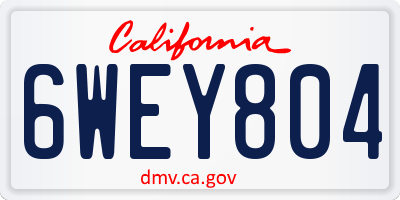 CA license plate 6WEY804