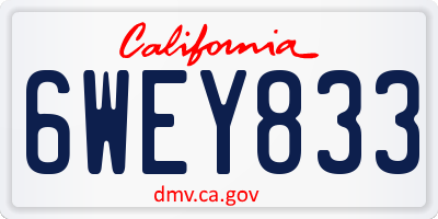 CA license plate 6WEY833