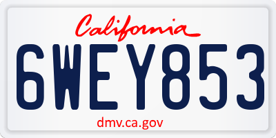 CA license plate 6WEY853