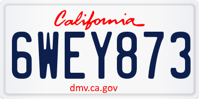 CA license plate 6WEY873