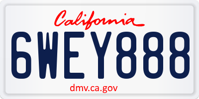 CA license plate 6WEY888