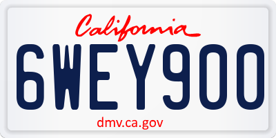 CA license plate 6WEY900