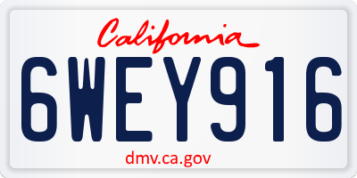 CA license plate 6WEY916