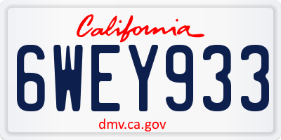 CA license plate 6WEY933