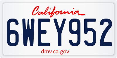 CA license plate 6WEY952