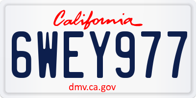 CA license plate 6WEY977