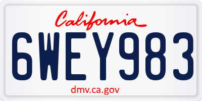 CA license plate 6WEY983