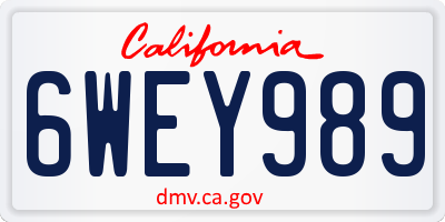 CA license plate 6WEY989