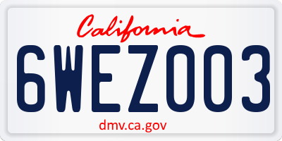 CA license plate 6WEZ003