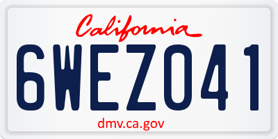 CA license plate 6WEZ041