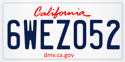 CA license plate 6WEZ052