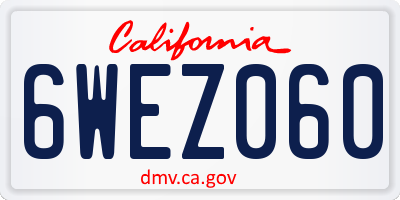 CA license plate 6WEZ060