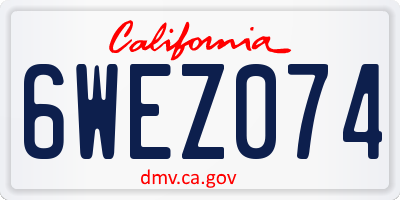 CA license plate 6WEZ074