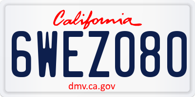 CA license plate 6WEZ080