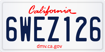 CA license plate 6WEZ126