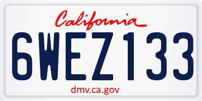 CA license plate 6WEZ133